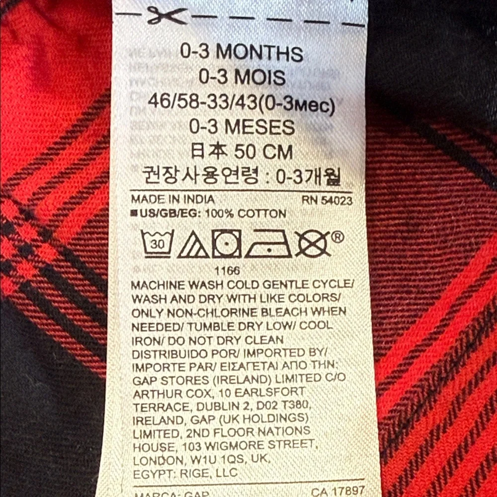 Adorable baby GAP Kids Red and Black Buffalo Plaid dress size 0-3 months